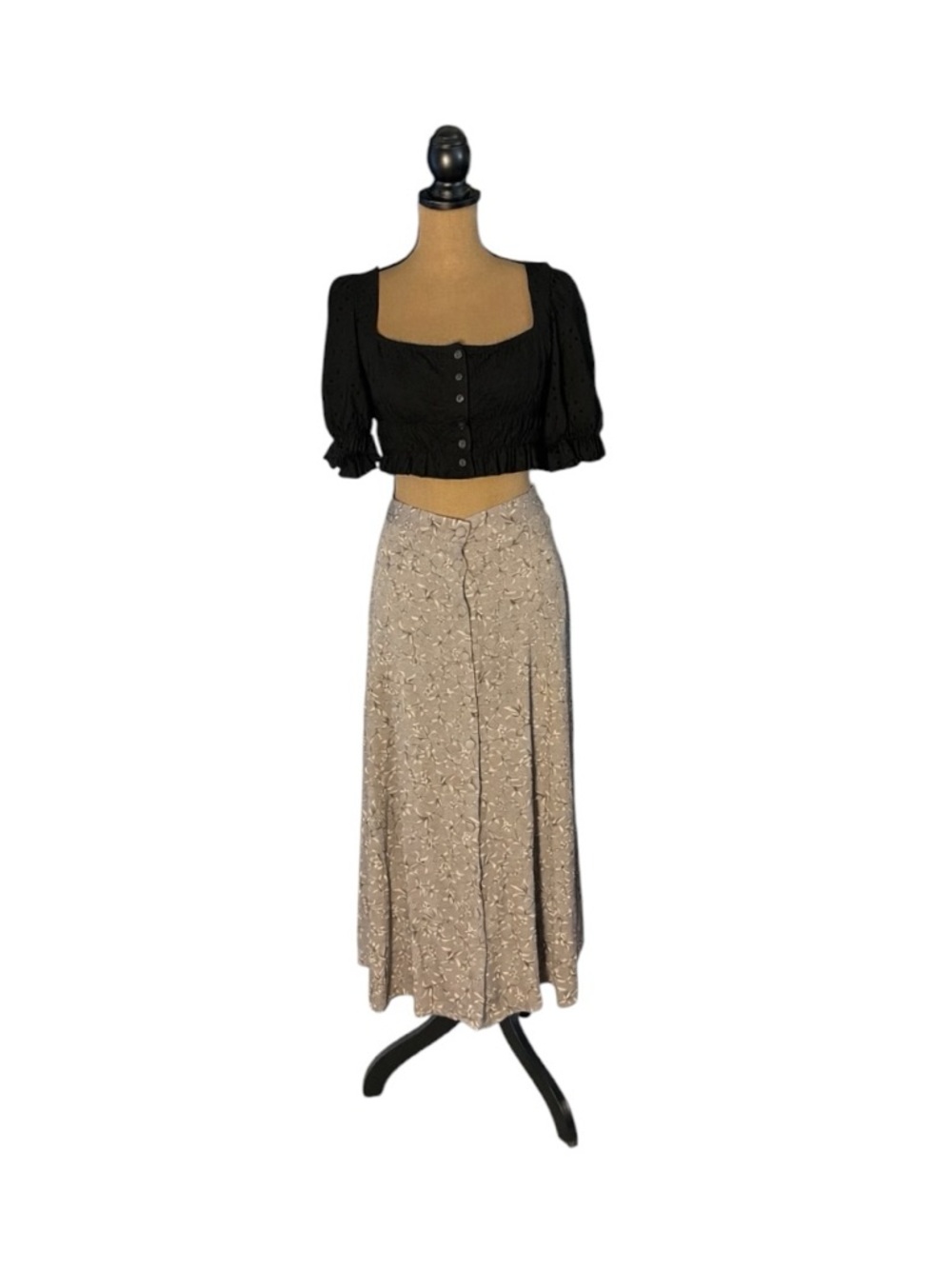 Vintage Y2K Maggie Lawrence Floral Button Front Midi Maxi Skirt 14